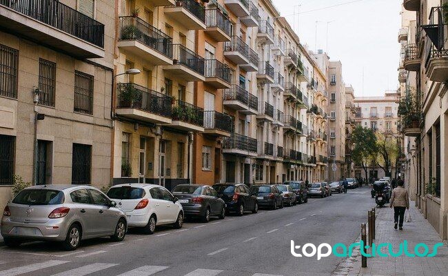 Calle residencial española en una noticia sobre el precio de la vivienda