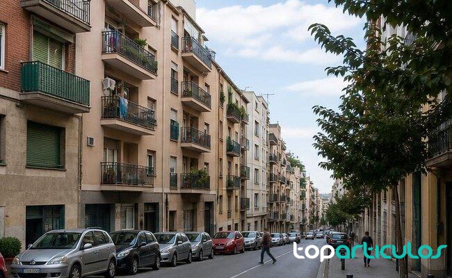 Barrio residencial denso en una ciudad española