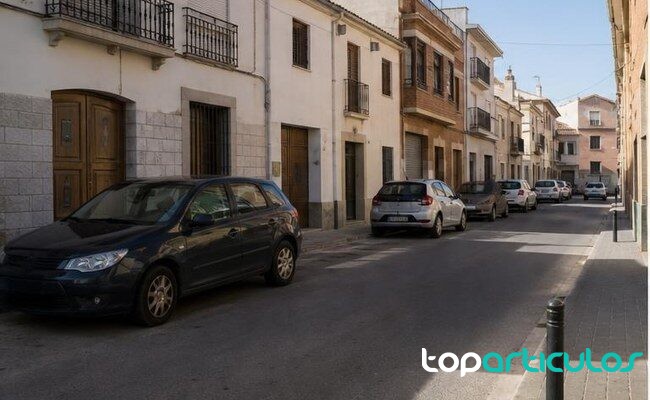 calle de una localidad valenciana con coches estacionados