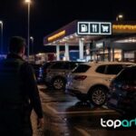 Detenido el patrón de una lancha que intentaba llegar a Melilla con seis migrantes Área de servicio nocturna con vehículos aparcados y presencia policial