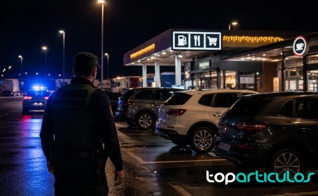 Cuatro detenidos por una oleada de robos en áreas de servicio de la AP-7 Área de servicio nocturna con vehículos aparcados y presencia policial