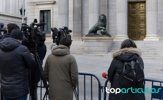 Actividad parlamentaria ante el Congreso durante la tramitación de una ley orgánica periodistas ante el Congreso durante una jornada legislativa