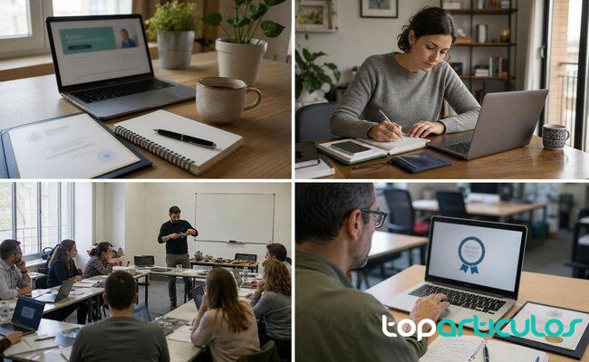 Acreditación breve vinculada a una competencia verificable certificado digital sobre una mesa de trabajo
