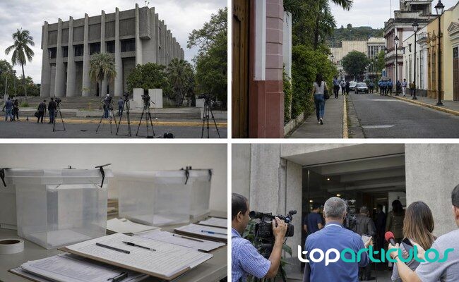 Material electoral usado como imagen documental de contexto urnas y documentación electoral sobre una mesa sin texto legible