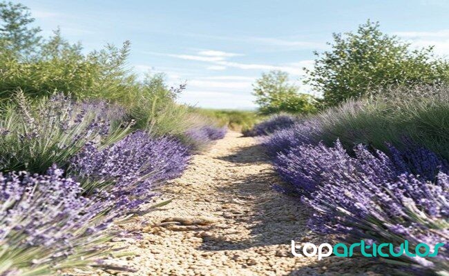 lavanda y romero en un jardín de bajo riego