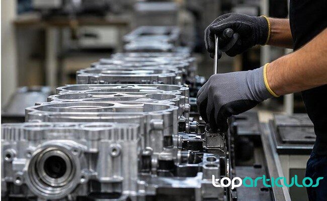 Componentes industriales en fábrica Componentes industriales en fabrica