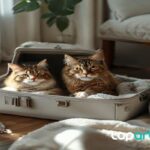 transportín para gatos abierto en casa