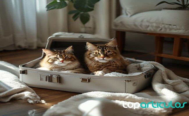 transportín para gatos abierto en casa
