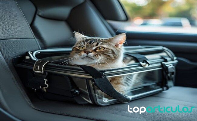 transportín para gatos seguro en el coche