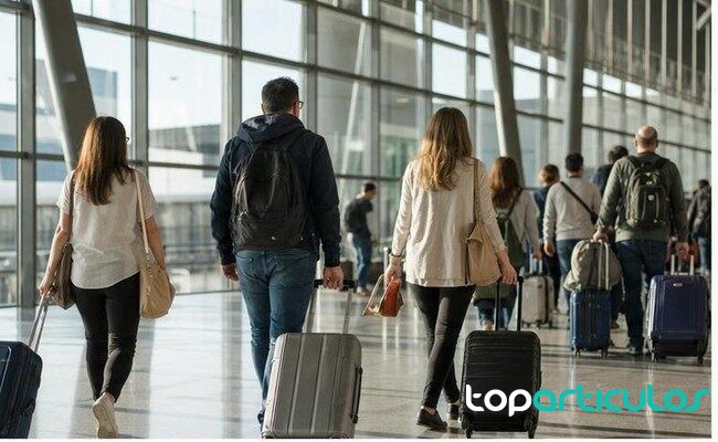 España recibe 10,3 millones de turistas en mayo y eleva el gasto a 13.553 millones Viajeros internacionales con equipaje en una terminal aeroportuaria española