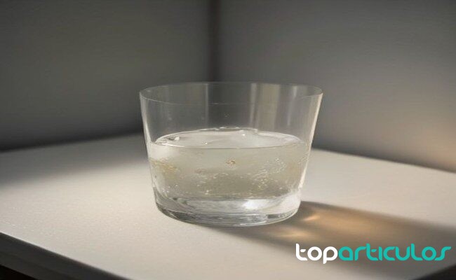 Vaso de agua sobre una mesilla en una noche de verano agua junto a la cama en verano