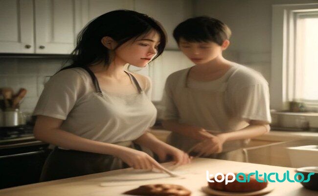Personas preparando una receta sencilla en una cocina doméstica cocinar en familia como plan sin pantallas