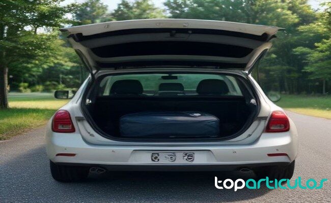Vehículo cargado con equipaje antes de salir a carretera en verano coche preparado para viaje de verano