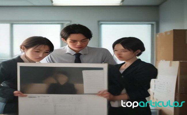 Equipo pequeño revisando tareas y responsables en una oficina decisiones de equipo en una pequeña empresa