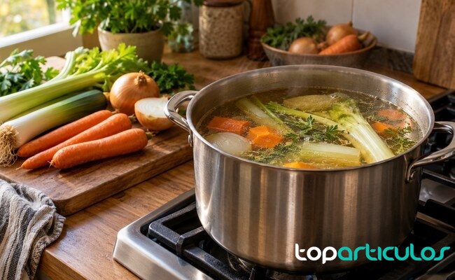 caldo de verduras casero